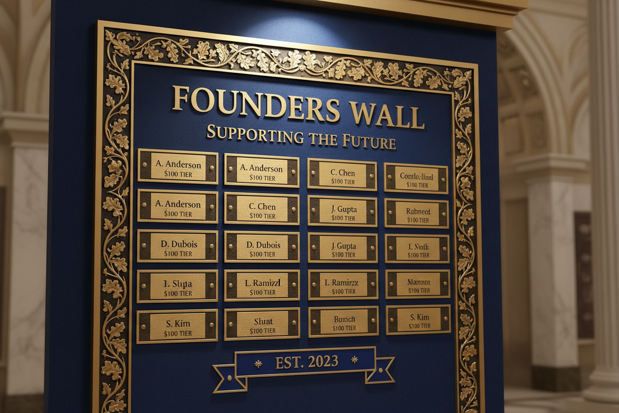 YOUR NAME ON THE FOUNDERS WALL!